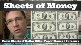 Sheets of Money - Uncut Sheets of Dollar Bills Notes Paper Money Currency