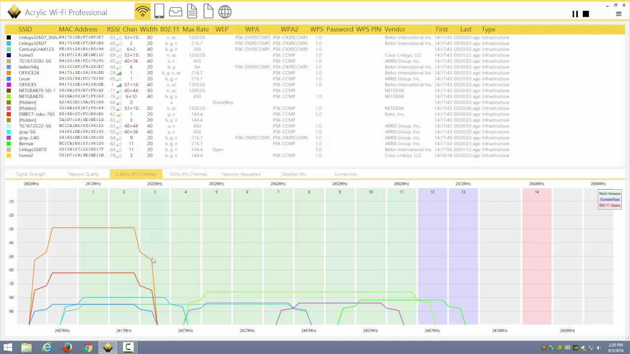 Viewing WLANs with Acrylic Wi-Fi