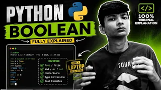 Python Boolean Explained in Hindi True False AND OR NOT Terminal Based