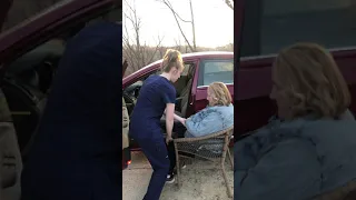 Car transfer for patient with left side hemiplegia