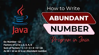 How to Write an Abundant Number Program in Java Java Program for Beginners