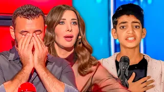 طفل فلسطيني يحرج ويبكي لجنة التحكيم بأغنية يا ضمير العالم شوف غزة ويبكيهم بكلامه في MBCTheVoice 