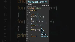 Pattern Alphabet pattern Pattern print in C C language C Programming