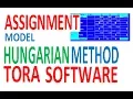 Assignment Model Tora Software Hungarian Method Operations Research