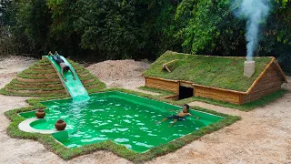 90Days Building Underground House With Water Slide To Swimming Pool