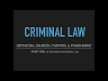 Criminal Law - Part One Definition Sources Purpose Punishment