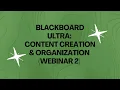 Summer 2026 Session - Blackboard Ultra