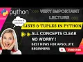 BASIC CONCEPTS OF LISTS AND TUPLES IN PYTHON LISTS AND TUPLES DIFFERENCE WITH EXAMPLES PYTHON