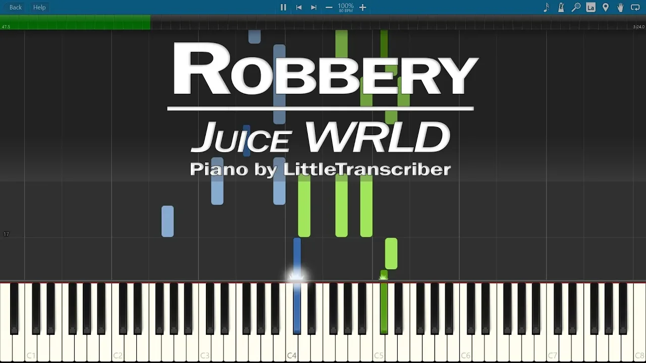 Juice WRLD - Robbery (Piano Cover) Synthesia Tutorial by LittleTranscriber