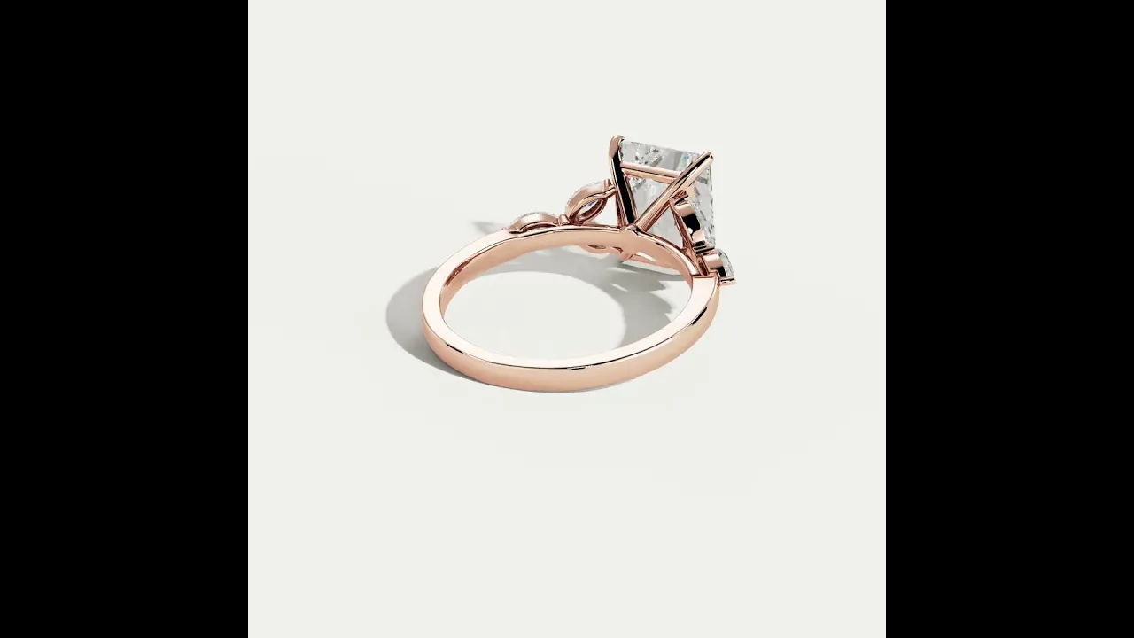 Fauna丨Radiant Lab-Grown Diamond Engagement Ring with Petal Accents