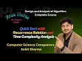 L-10 Quick Sort - Divide Conquer Design Analysis of Algorithm GATE UGC NET