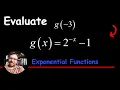 Evaluating g x 2 -x 1 an Exponential Function with a Negative Value g -3