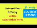 How to Filter RFQs by Critical Application Items in Loocey