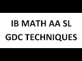 IB Math AA SL GDC Techniques Analysis and Approaches Standard Level