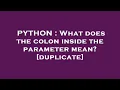 PYTHON What does the colon inside the parameter mean