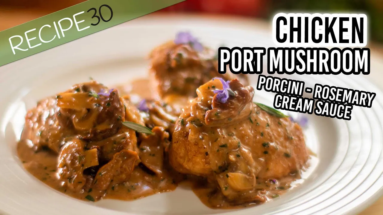 Chicken with Port Wine Mushroom Cream Sauce - One Pan