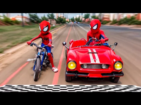 Download MP3 HOMEM ARANHA E KID ARANHA - ESPECIAL 1 HORA de Corrida Carros e Motos ( Histórias Super Heróis )
