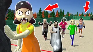 Squid Game (오징어 게임 2) vs Granny vs Grandpa - funny horror animation (fun mix 24)
