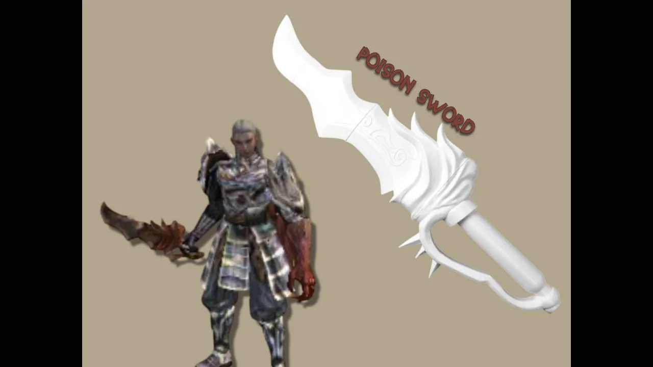 Metin2 Poison Sword STL • 3D Printable Metin II Sword File • Warrior / Ninja / Sura Weapon