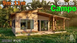 Hermosa Casa de Campo de 11x9 m (Pequeña, Moderna y Súper Práctica) 🏡