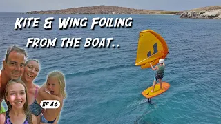 Kite & Wing Foiling from the Boat – Caught a Huge Fish! – Sailing the World E46