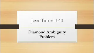 Tutorial 40 Diamond Ambiguity Problem in Java