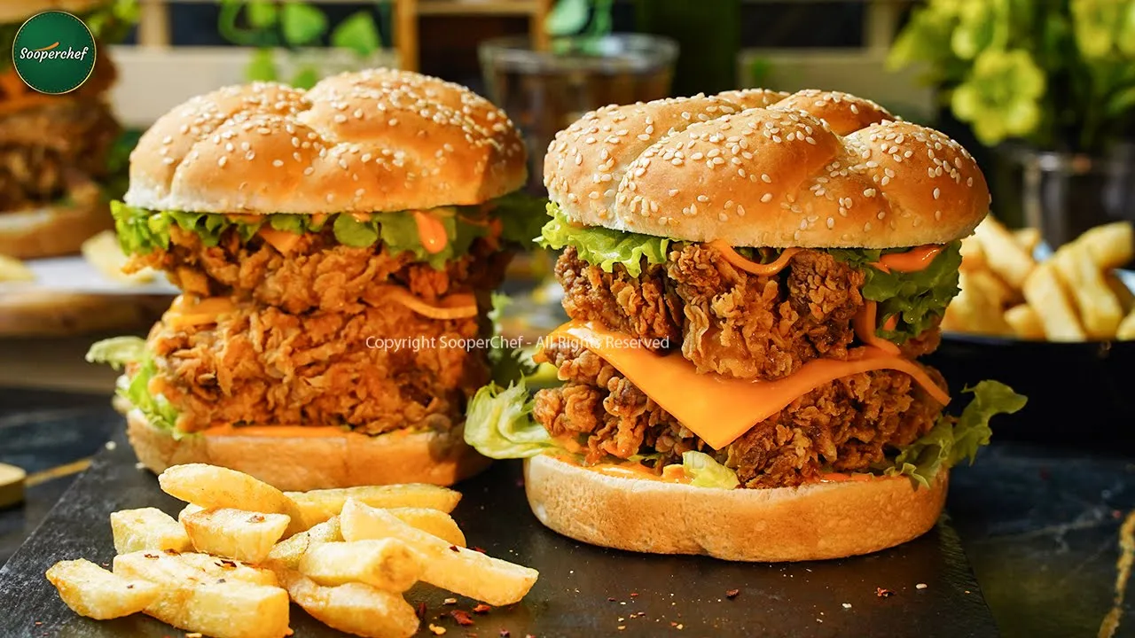 KFC Style Mighty Zinger Burger Recipe by SooperChef