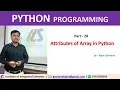 Part - 28 Attributes of Array in Python Hindi Language