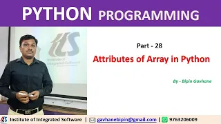 Part - 28 Attributes of Array in Python Hindi Language