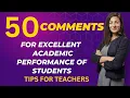 Report card Comments for Excellent Student Remarks for Students Result sheet comments