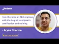 Intellipaat Reviews - Cloud Computing Course Career Transition Fresher To R D Engineer