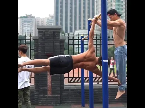 Impossible move of calisthenics with best buddy shorts calisthenicsmove