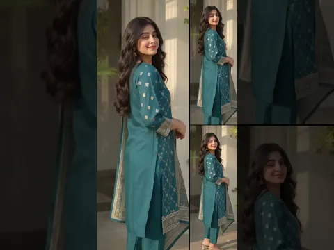 Elegant Teal Embroidered Suit Set 💙 | Stylish Ethnic Look #shorts