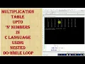 Multiplication table upto N using Nested Do-while loop-spice - n