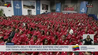 Delcy Rodríguez en encuentro con trabajadores petroleros, 4 de septiembre de 2026