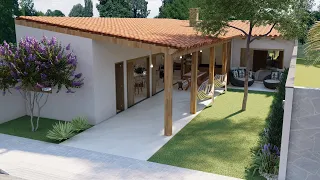 173c | Casa aconchegante com varanda  | 3 QUARTOS | Formato de L.