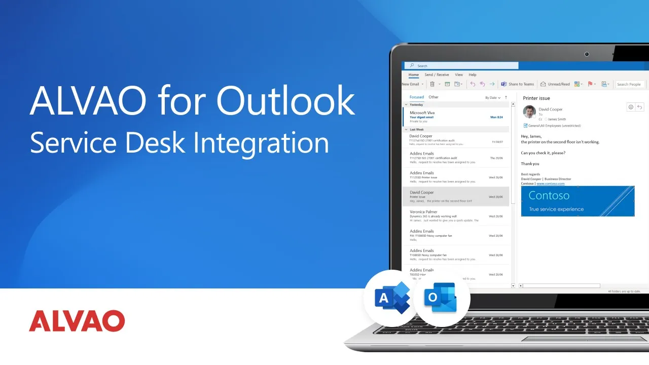 Full Service Desk In Microsoft Outlook | ALVAO for Outlook