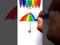 Rainbow colour Umbrella drawing