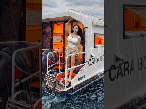 🛥️Boat Caravan Camping in the Rain☔️