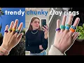 making trendy aesthetic chunky clay rings inspired diy