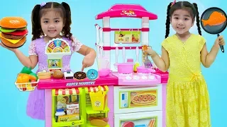 Download Suri and Annie Cooking Pretend Food with Toy Kitchen Play Set MP3