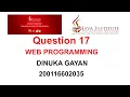 Web Programming Practical Question 17 Java Institute for Advanced Technology