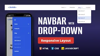 How to create Responsive Dropdown NavBar using HTML CSS JS DevLab