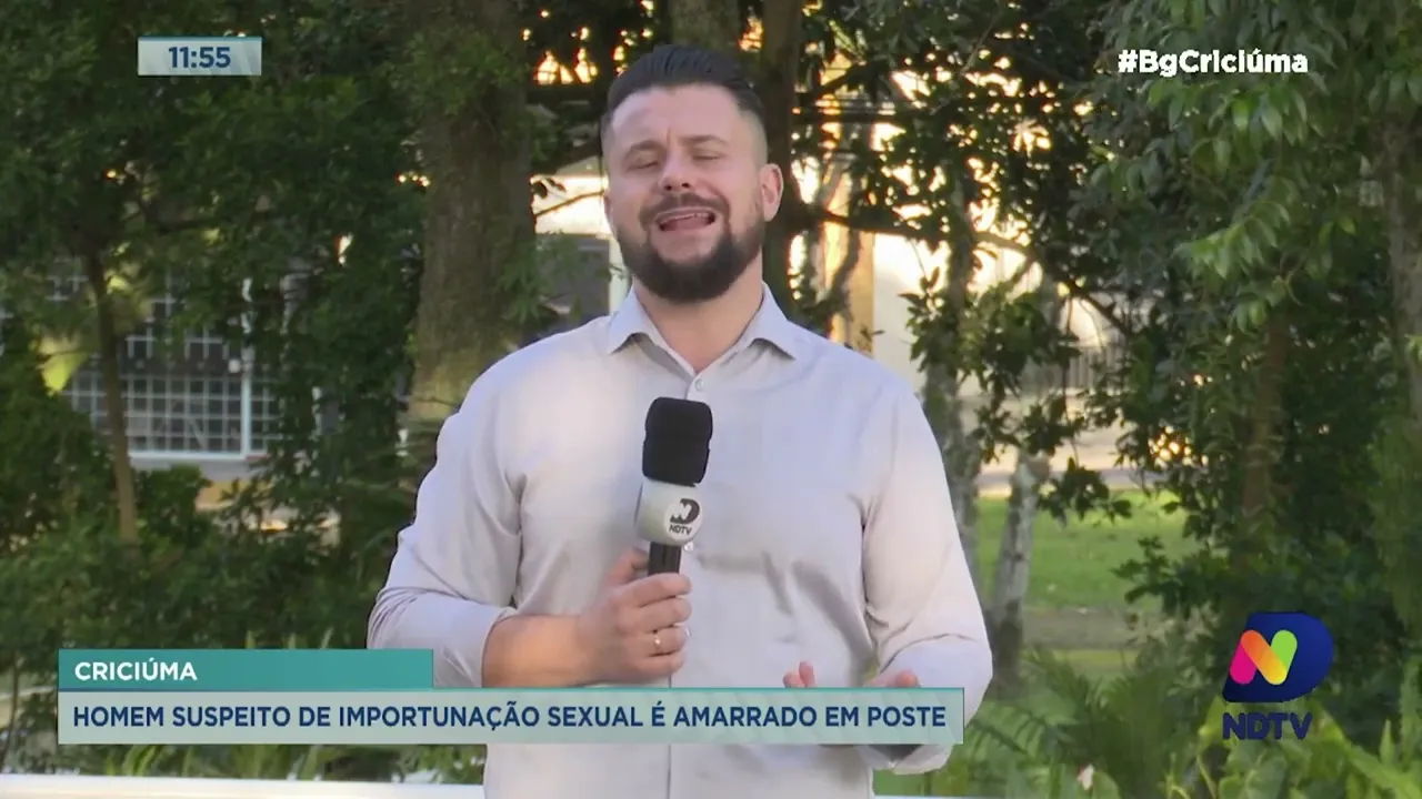 Homem suspeito de importunação sexual é agredido e amarrado a poste em Criciúma