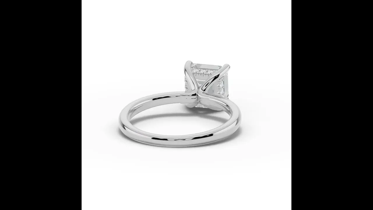 Asscher Lustre Hidden Halo Solitaire