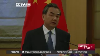 Chinese Foreign Minister Wang Yi UN S Ban Ki Moon Hold Media Briefing 
