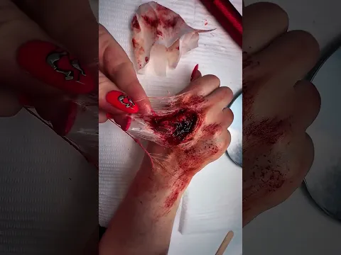 Fake wound makeup on the hand​ #SFXMakeup #SpecialEffectsMakeup #FakeWound #MakeupArt #