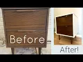 How to Gel Stain FAKE WOOD FURNITURE Laminate MCM Night Stand MAKEOVER
