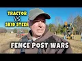 Using a fence post pounder on a tractor vs a skid steer Driving fence posts