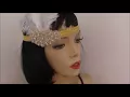 How to make a Gatsby 1920s headband tutorial DIY flapper feather diamante headpiece - Crafts